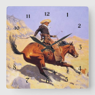 Reloj Cuadrado Arte Occidental de Frederic Remington “El Vaquero”