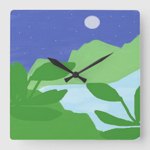 Reloj Cuadrado arte paisajístico hermoso