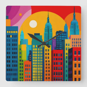 Reloj Cuadrado Arte Pop de Nueva York