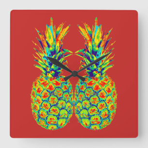 Reloj Cuadrado Arte pop de piña