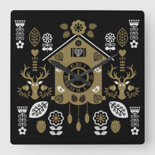 Reloj Cuadrado Arte popular alemán Bauernmalerei