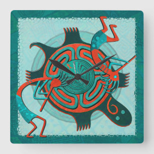 Reloj Cuadrado Arte popular nativo de Anasazi de los visitantes