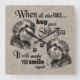 Reloj Cuadrado Arte Shih Tzu cuando todo falla
