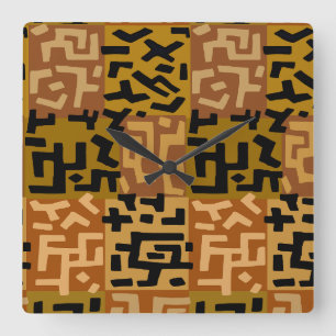 Reloj Cuadrado Arte Tribal Africano BaKuba