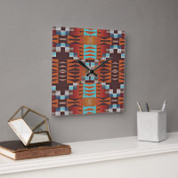 Arte tribal marrón rojo Naranja Siena azul turques