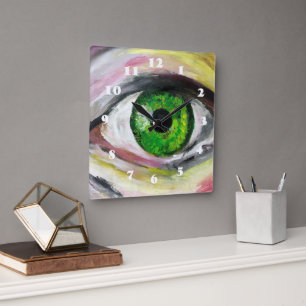 Reloj Cuadrado Arte visual verde