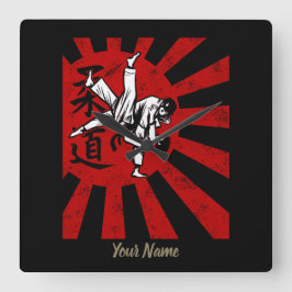 Reloj Cuadrado Artes marciales de judo con sol naciente japonés v