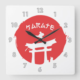 Reloj Cuadrado Artes marciales Karate Combatiendo