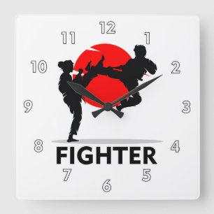 Reloj Cuadrado Artes marciales karate luchan o esparcen