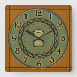 Reloj Cuadrado Artesano-Estilo de la cerámica del arce y del pino