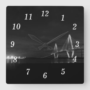 Reloj Cuadrado Arthur Ravenel Night Pano Grayscale Wall Clock