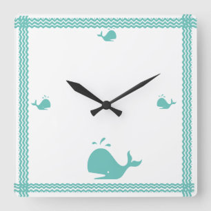 Reloj Cuadrado Artic Verde azulada Blue Whale Stripe costero Naut