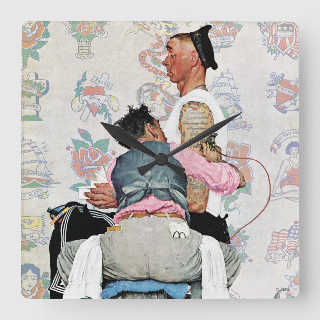 Reloj Cuadrado Artista del tatuaje (Anverso)