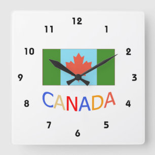 Reloj Cuadrado Artistic Canada flag patriotism.  Canada Day.