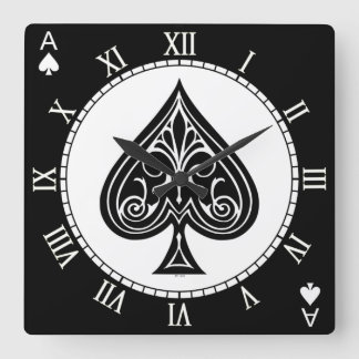 Reloj Cuadrado As de espadas, cartas de juego, póker, blackjack