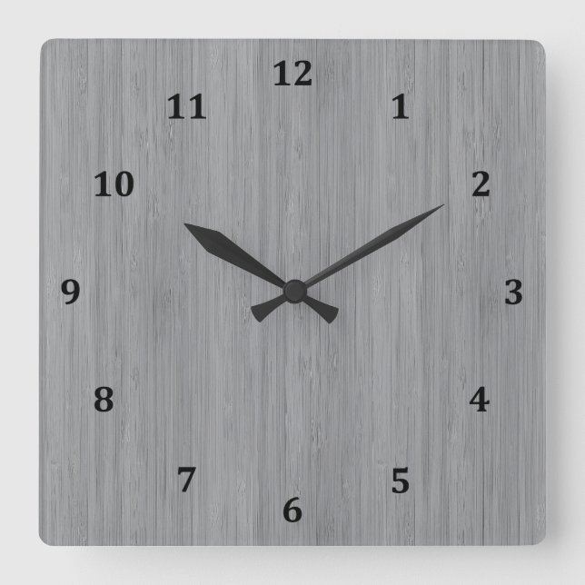 Reloj Cuadrado Ash Gray Bamboo Wood Grain Look (Anverso)