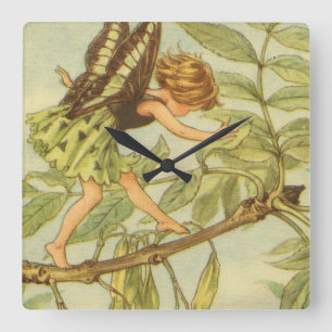 Reloj Cuadrado Ash Tree Fairy Walking on Branch