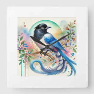 Reloj Cuadrado Asian Azurewinged Magpie 170724AREF119 - Watercolo