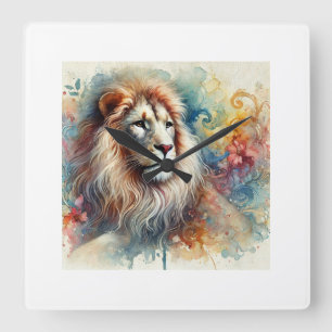 Reloj Cuadrado Asiatic Lion 060824AREF140 - Watercolor