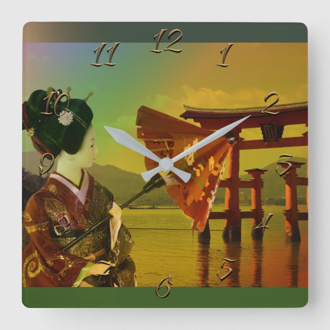 Reloj Cuadrado asiático (Anverso)