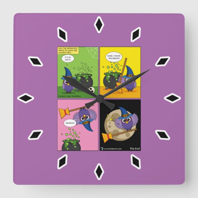 Reloj Cuadrado Asistente para aprendices - Cómic de limpieza (Anverso)