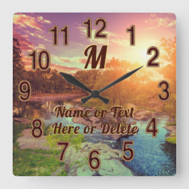 Reloj Cuadrado Asombroso Creek, brillante Sun Set Landscape Clock