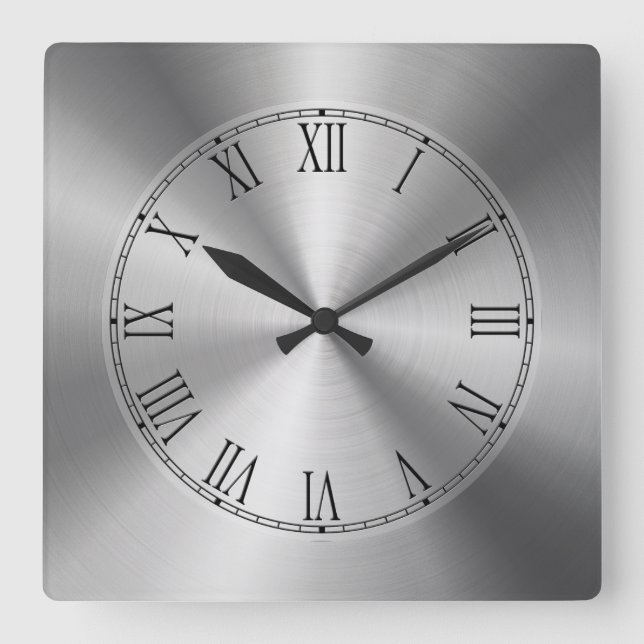 Reloj Cuadrado Aspecto de acero inoxidable y diseño metálico bril (Anverso)