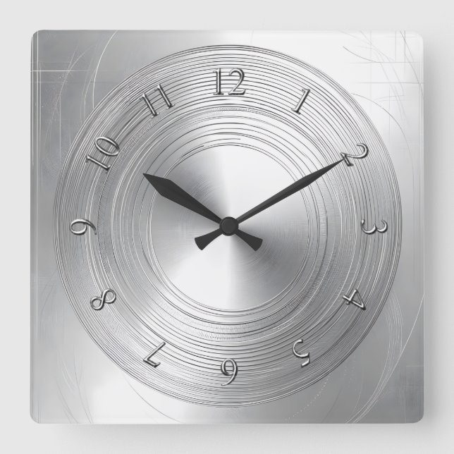 Reloj Cuadrado aspecto de aluminio (Anverso)