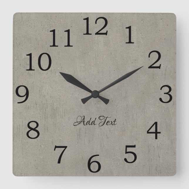 Reloj Cuadrado Aspecto de concreto personalizado de Guay Añadir t (Anverso)