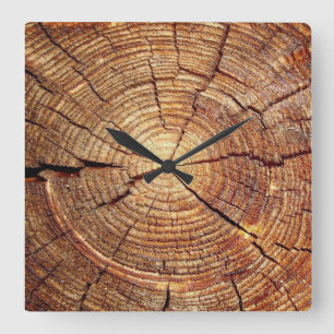 Reloj Cuadrado Aspecto de madera retro