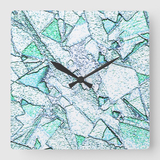 Reloj Cuadrado Áspero como rocha, num misto de ciano e menta (Anverso)