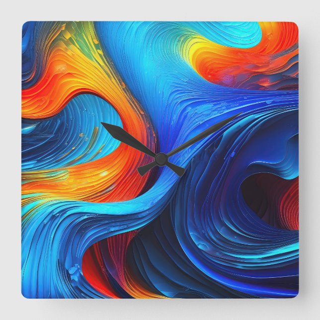 Reloj Cuadrado "Astralrose" de lava oceánica (Anverso)