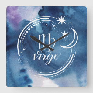 Reloj Cuadrado Astrología acuarela - Virgo