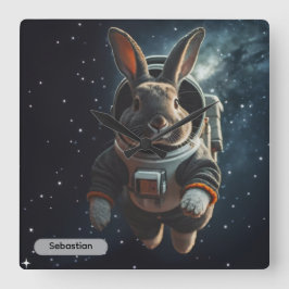 Reloj Cuadrado Astronaut Bunny Space Surreal Animal Custom
