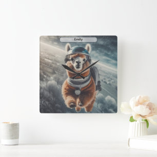 Reloj Cuadrado Astronauta Alpaca en Animal Surrealista Espacial