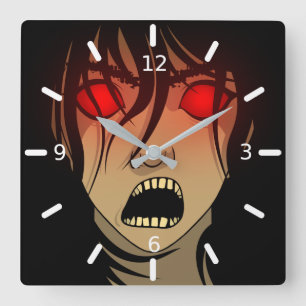 Reloj Cuadrado Asustada Dama Fantasma Con Los Ojos Rojos Negro