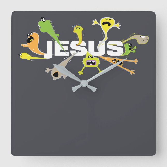 Reloj Cuadrado Asustado Jesús (Anverso)