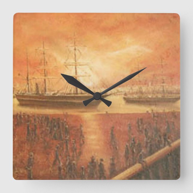 Reloj Cuadrado Atardecer en el pasado (Anverso)