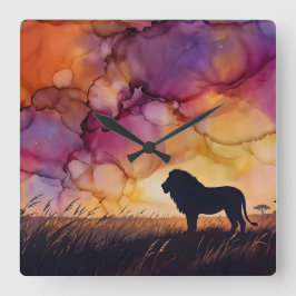 Reloj Cuadrado Atardecer en la sabana