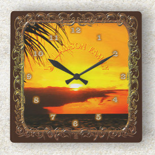 Reloj Cuadrado Atardecer Malecon 2441 Familia