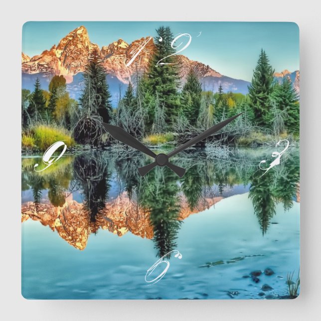 Reloj Cuadrado Aterrizaje de Schwabacher y estanque de castores (Anverso)