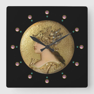 RELOJ CUADRADO ATHENA PORTRAIT WITH GOLDEN HELMET AND GRYPHONS