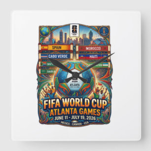 Reloj Cuadrado Atlanta Georgia Copa Mundial de la FIFA 2026