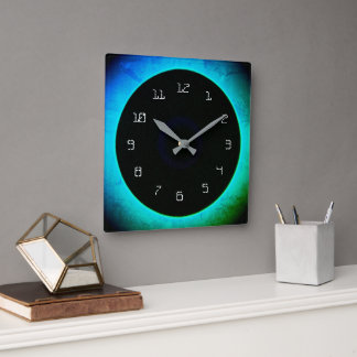 Reloj Cuadrado Atmosférica Aqua/Fondo Verde con Cara Negra