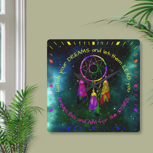 Reloj Cuadrado Atrapa tus sueños atrapasueños Boho Chic (Subido por el creador)
