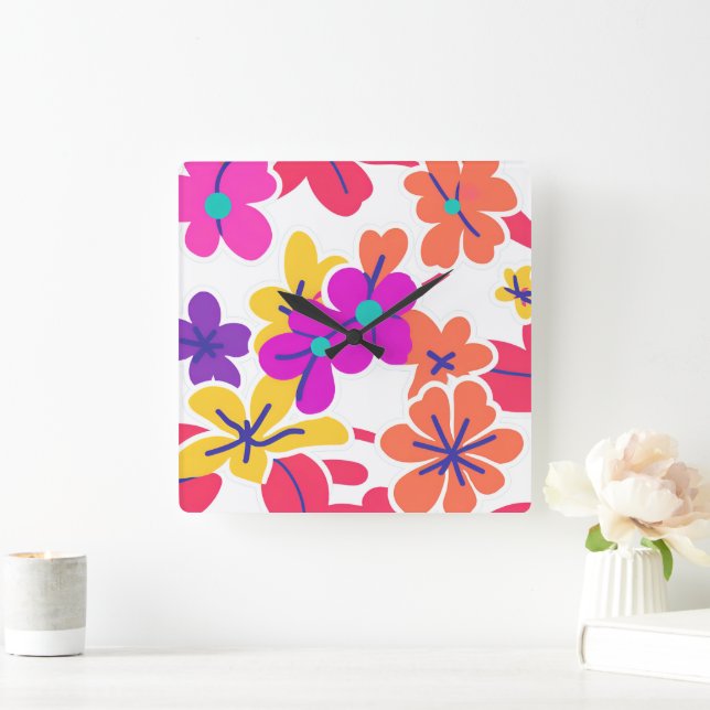Reloj Cuadrado Audaz decoración del hogar con flores silvestres v (Hogar)