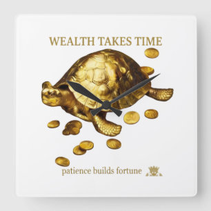 Reloj Cuadrado AURALUXY™ Tortuga Dorada – Mentalidad de Riqueza