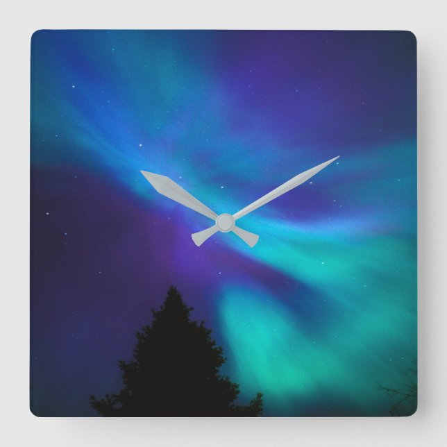 Reloj Cuadrado Aurora boreal | Canadá Ontario Sudbury (Anverso)