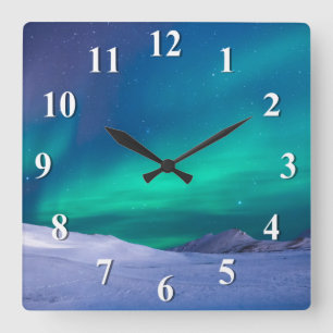 Reloj Cuadrado Aurora boreal de la aurora
