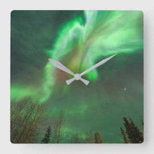 Reloj Cuadrado Aurora Boreal Luz del Norte Fairbanks